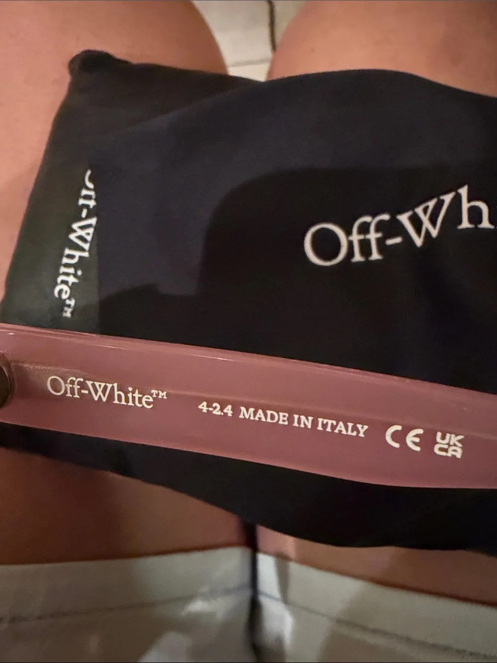 Off-White Pastel Pink Cat-Eye Sunglasses with Dark Lenses